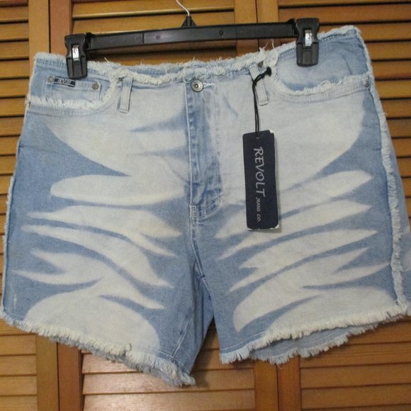 Revolt Jeans Pants - Revolt Jeans Co. shorts NEW fringe denim blue jean stretchy shorts size 16